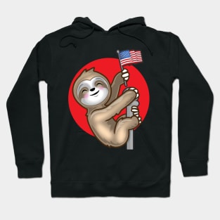 Kawaii USA Patriotic Japanese American Sloth Hoodie